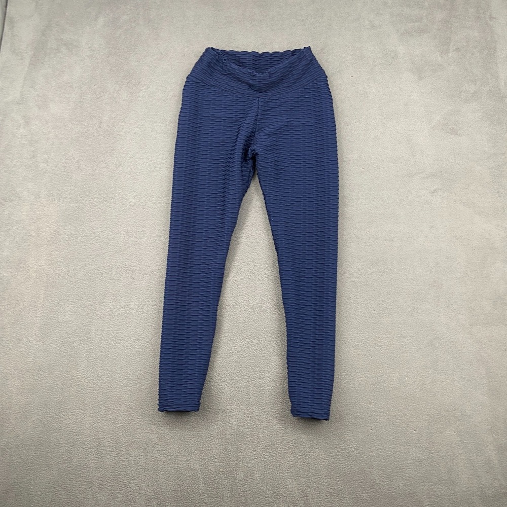 Womens Leggings Small Navy Cellulite Textured High Waist Butt Lifting Athleisure